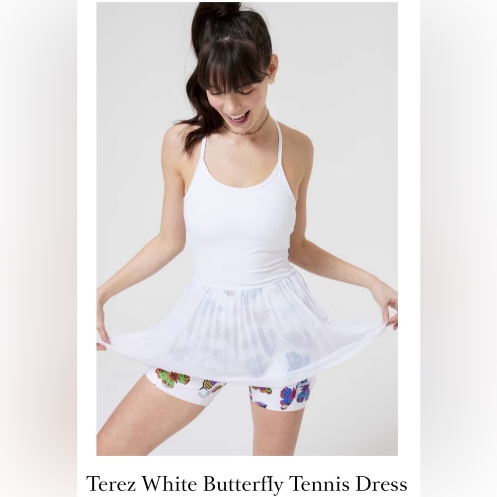 Terez White Tennis Dress with Butterfly Print Shorts